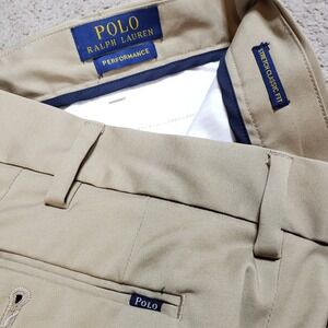 Polo Ralph Lauren Performance Pants Men 36x28* Tan Stretch Classic Fit Tech
